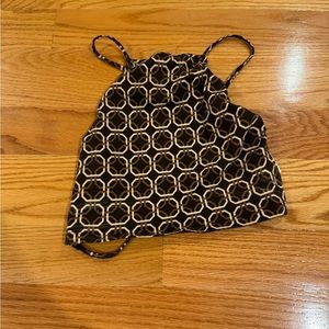 Motel Rocks Open Back Crop Top, brown kaleidoscope pattern